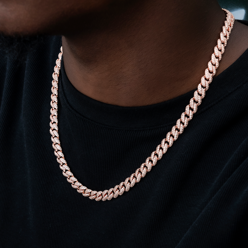 GLD Diamond Cuban Chain in Rose Gold- 8.5mm