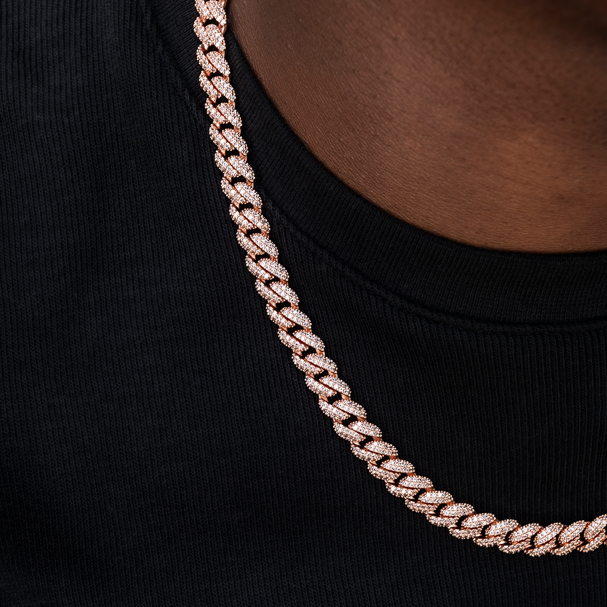GLD Diamond Cuban Chain in Rose Gold- 8.5mm