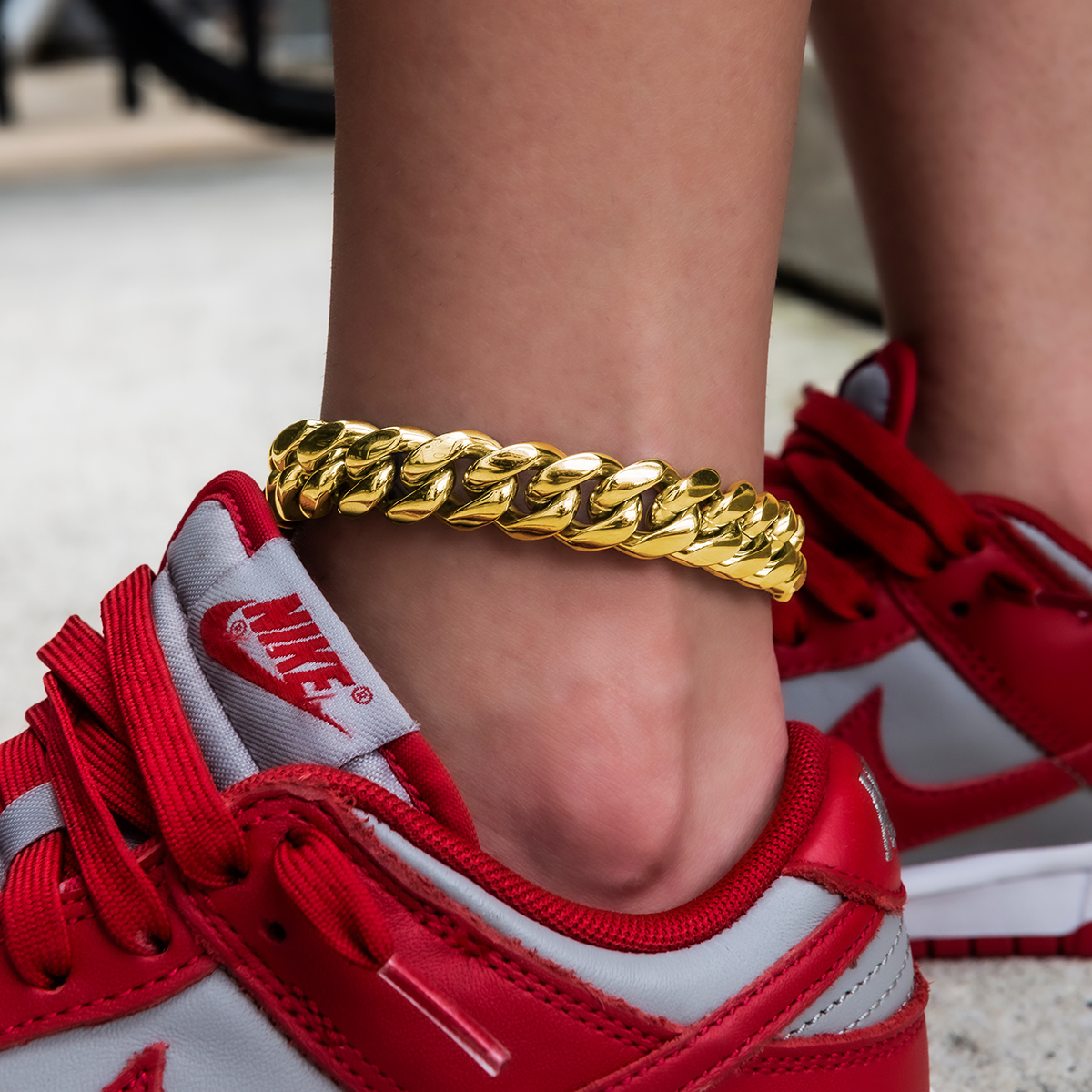 Miami Cuban Anklet in Yellow Gold- 15mm