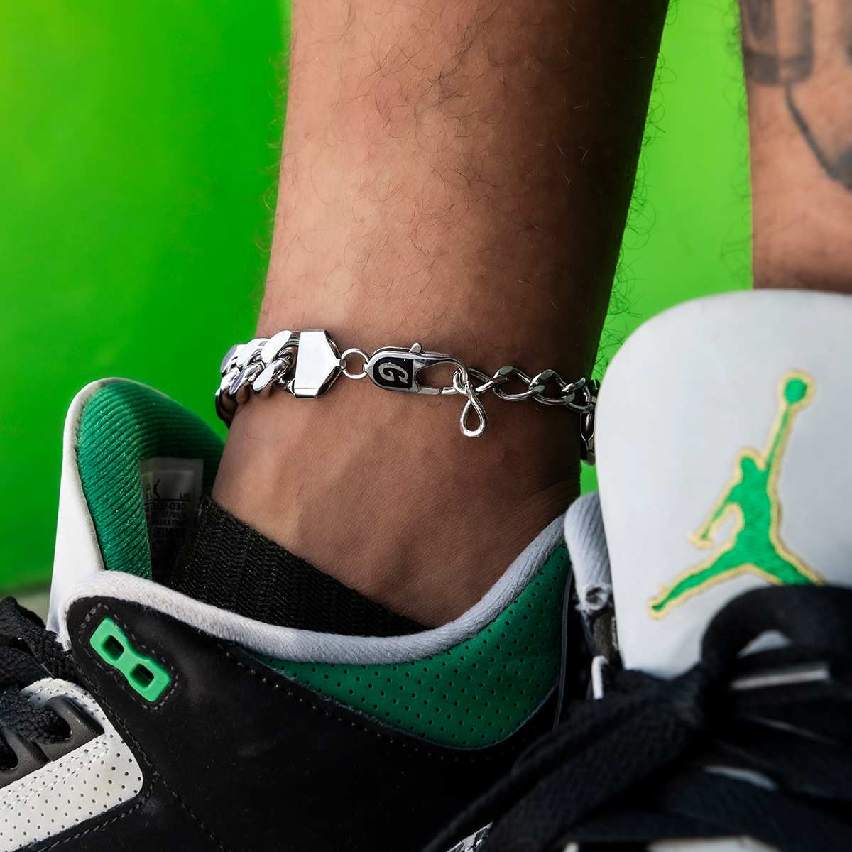 Miami Cuban Anklet in White Gold- 15mm