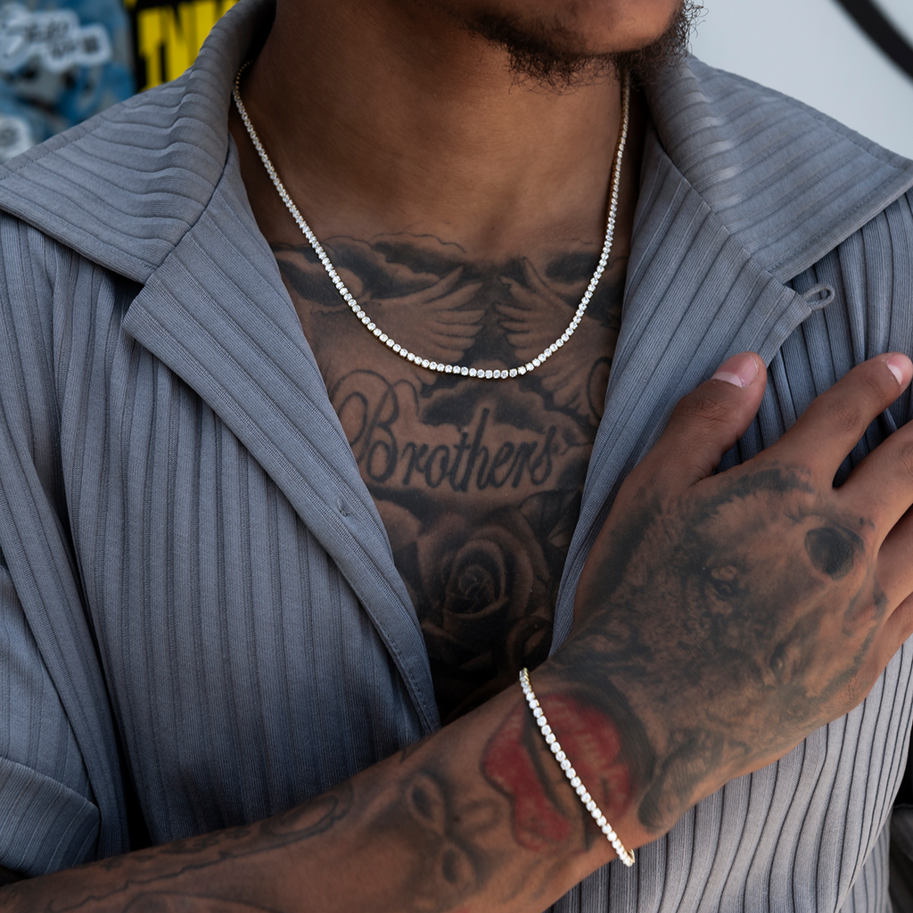Micro Tennis Chain + Bracelet Bundle in Yellow Gold