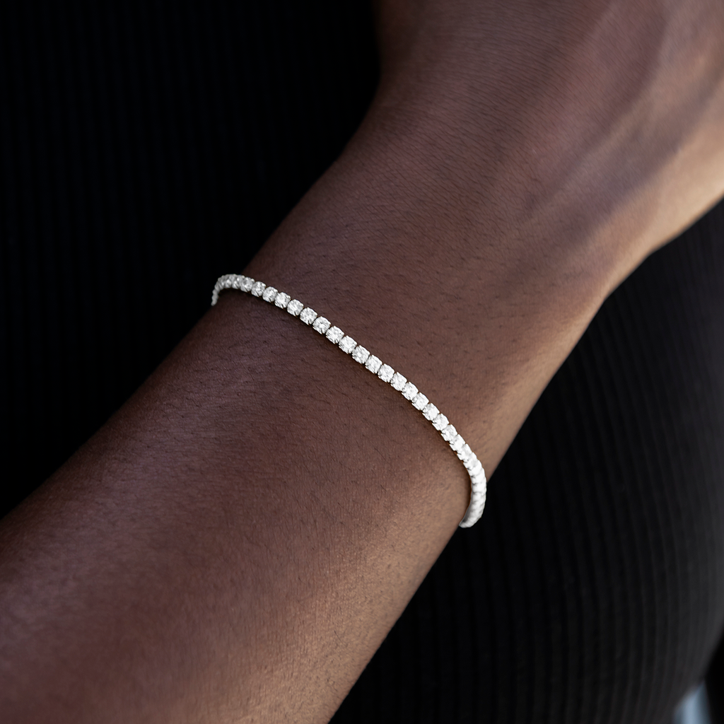 Micro Tennis Necklace + Bracelet Bundle in White Gold