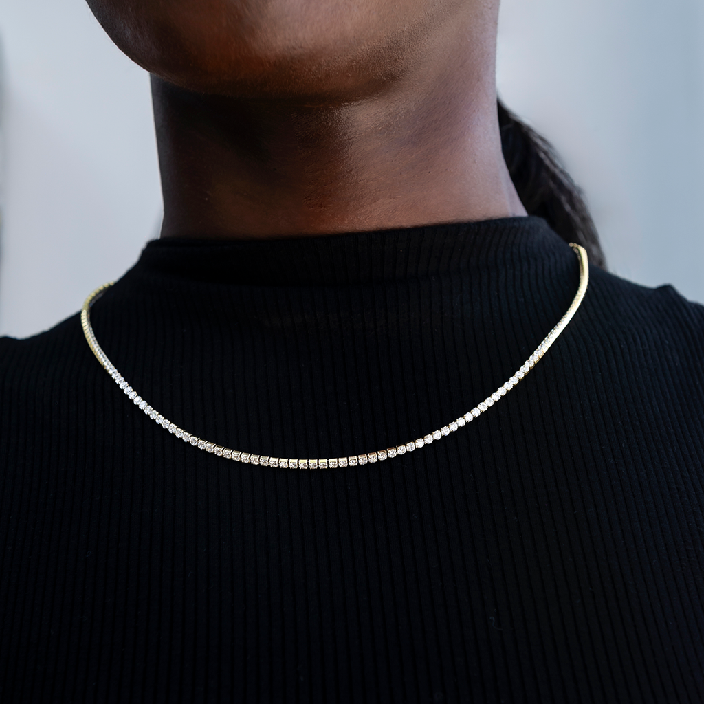 Micro Tennis Necklace + Bracelet Bundle in Yellow Gold