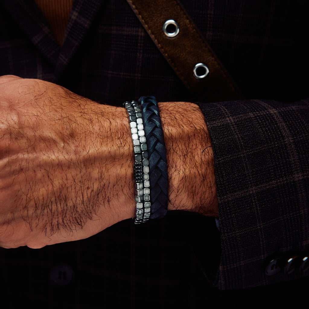 Ship Grey Leather Bracelet | 10MM