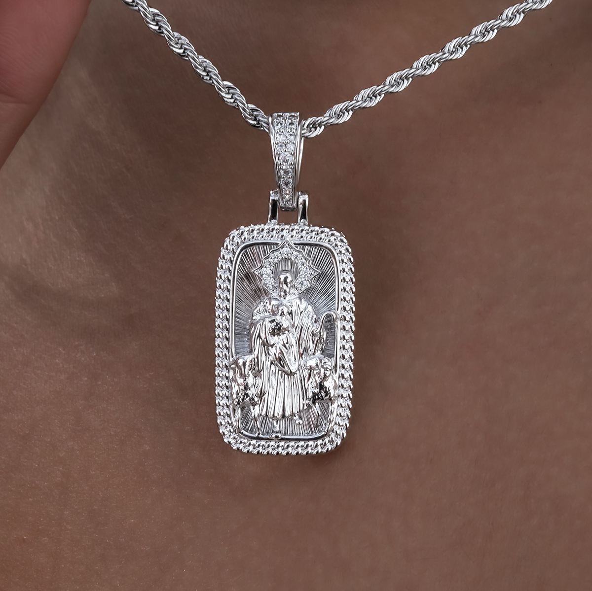 Icon Shepherd Pendant in White Gold