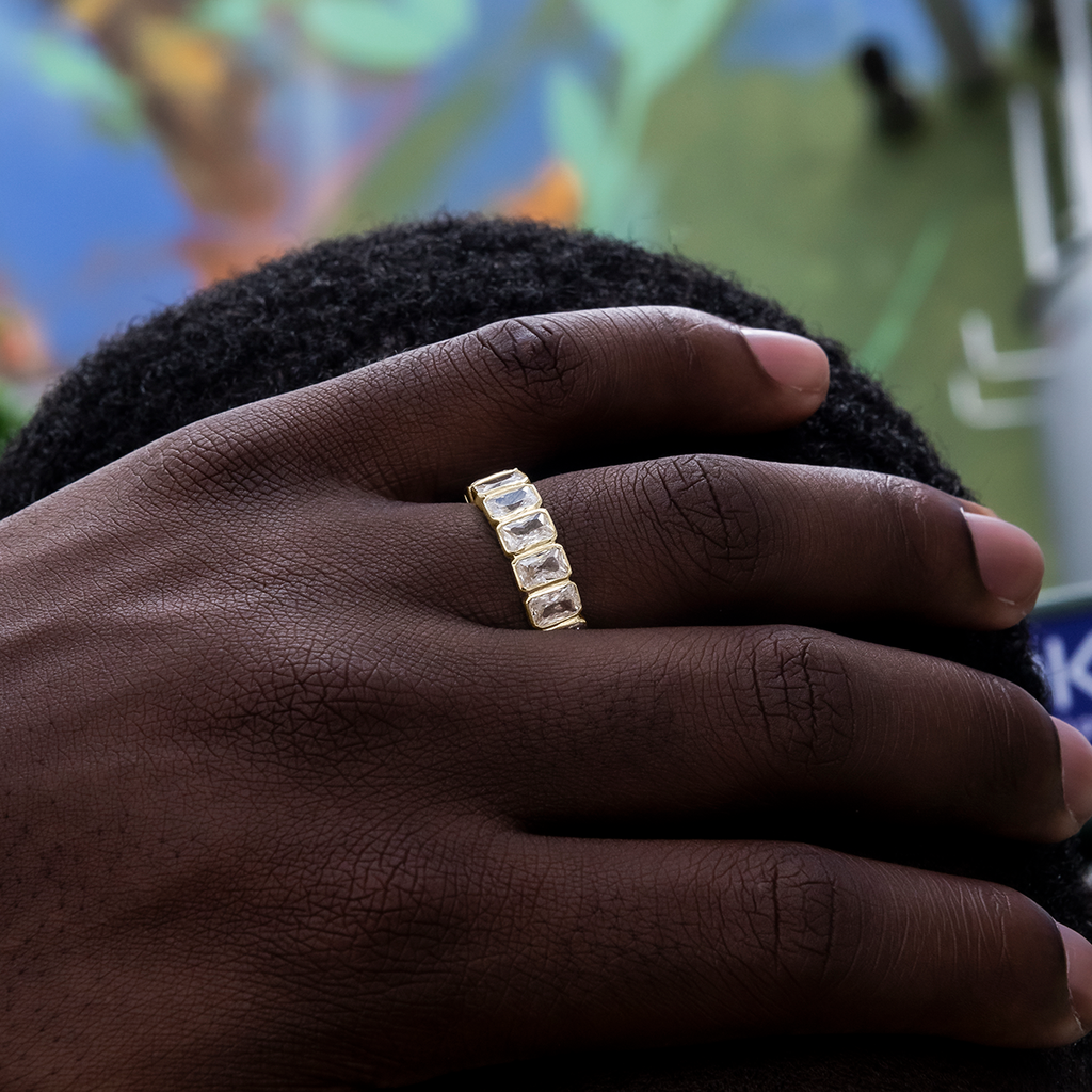 Baguette Bezel Ring in Yellow Gold Vermeil