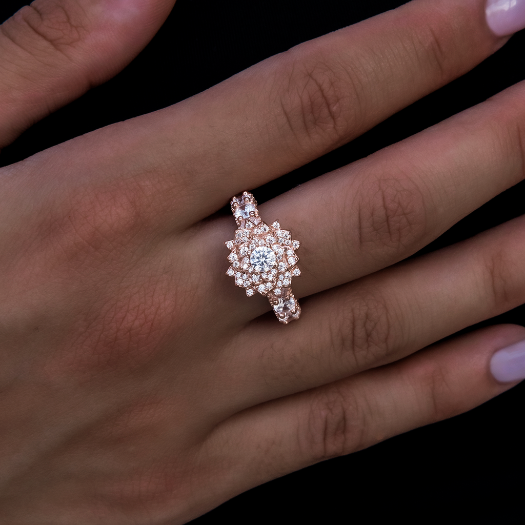 Diamond Rose Ring in Rose Gold Vermeil