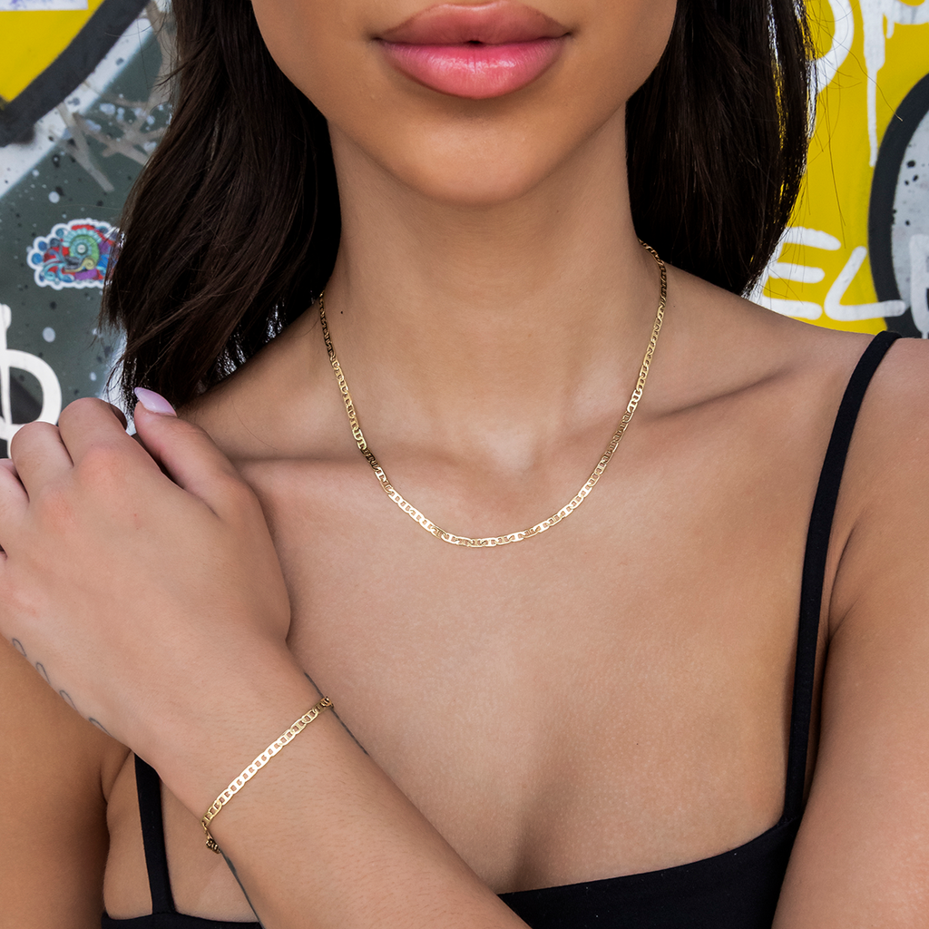 Micro Flat Valentina Necklace + Bracelet Bundle- 2mm