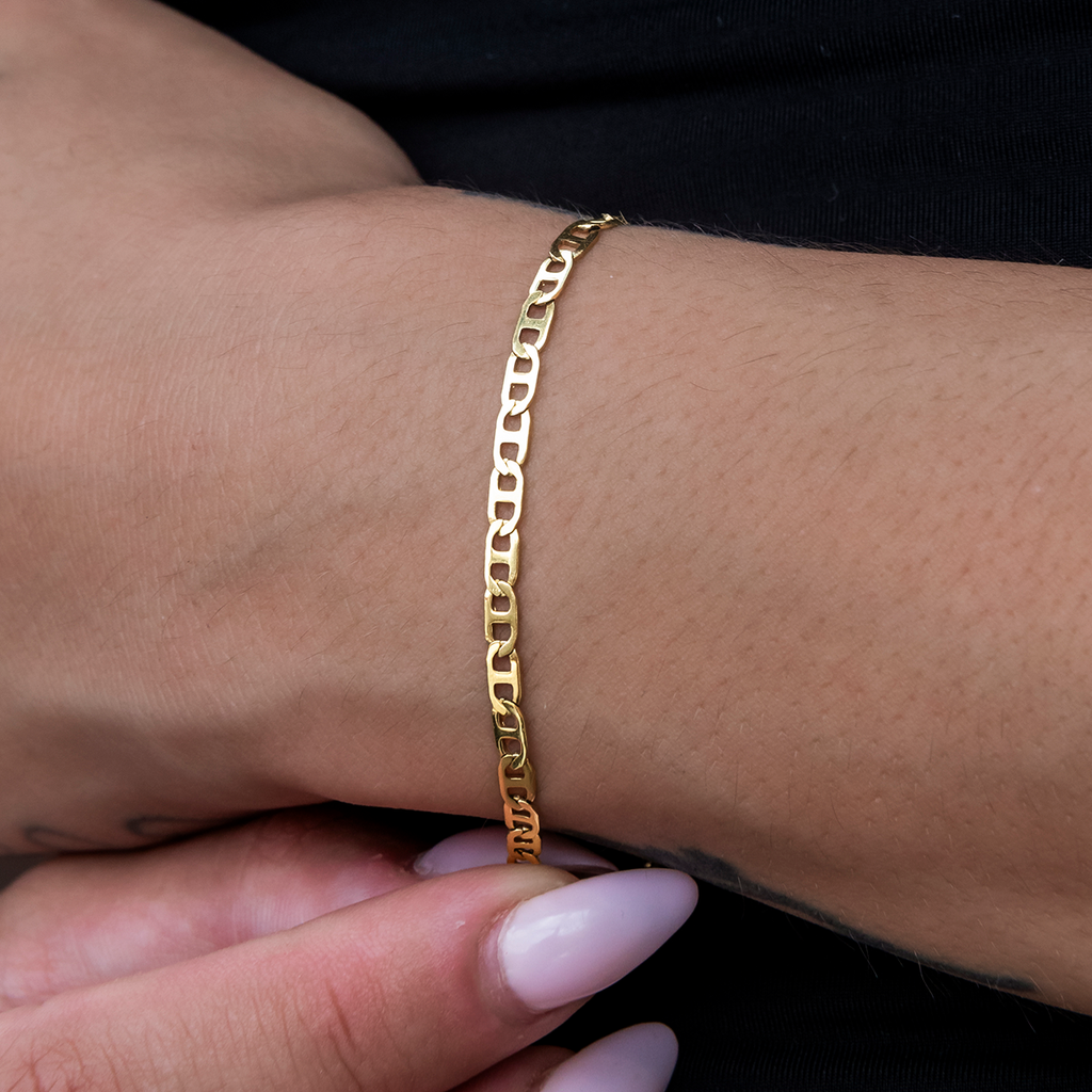 Micro Flat Valentina Bracelet in Yellow Gold- 2mm