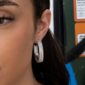 GLD Diamond Herringbone Hoop Earrings in White Gold