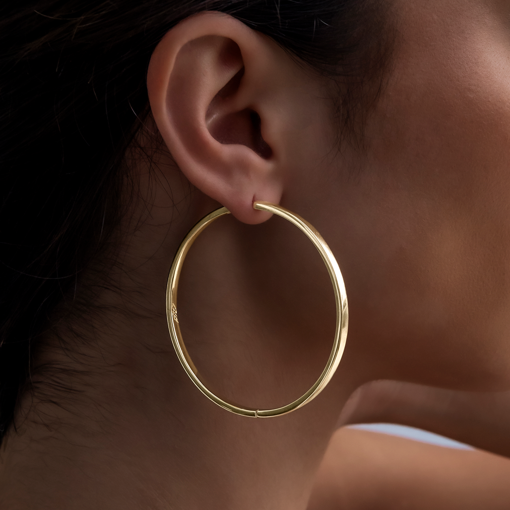 GLD Polished Round Hoop Earrings in Yellow Gold