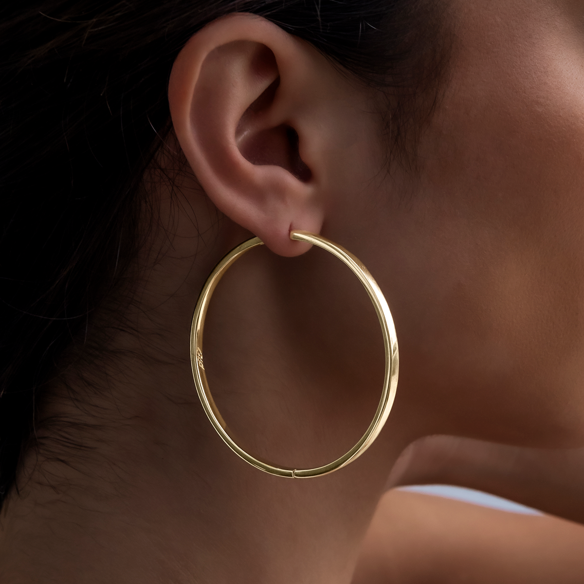 GLD Polished Round Hoop Earrings in Yellow Gold