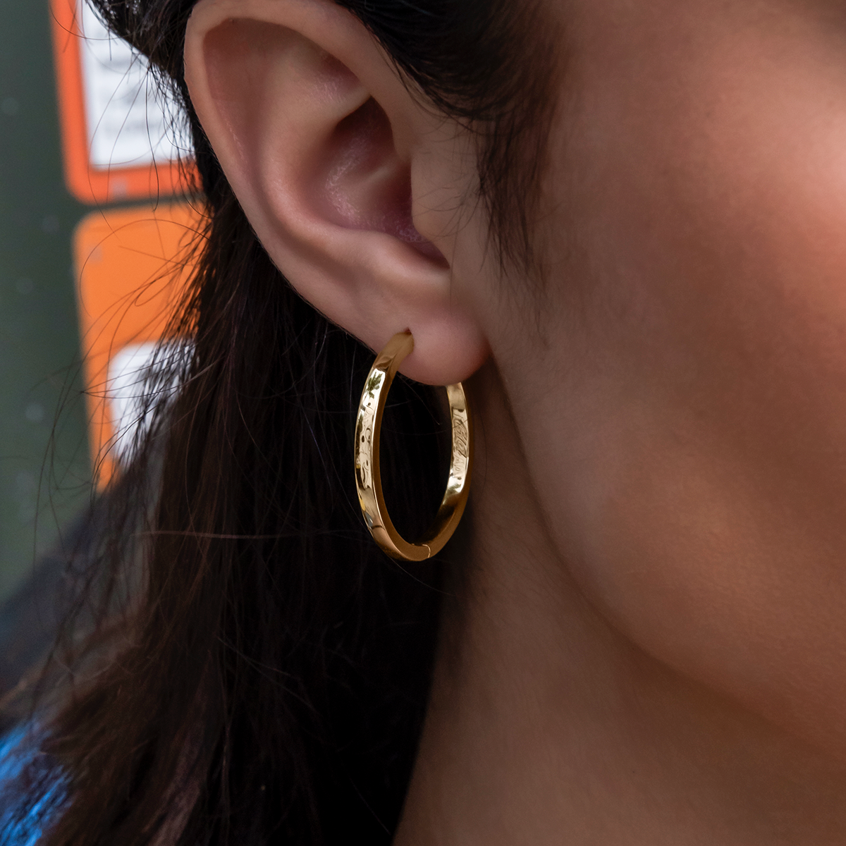 GLD Polished Round Hoop Earrings in Yellow Gold