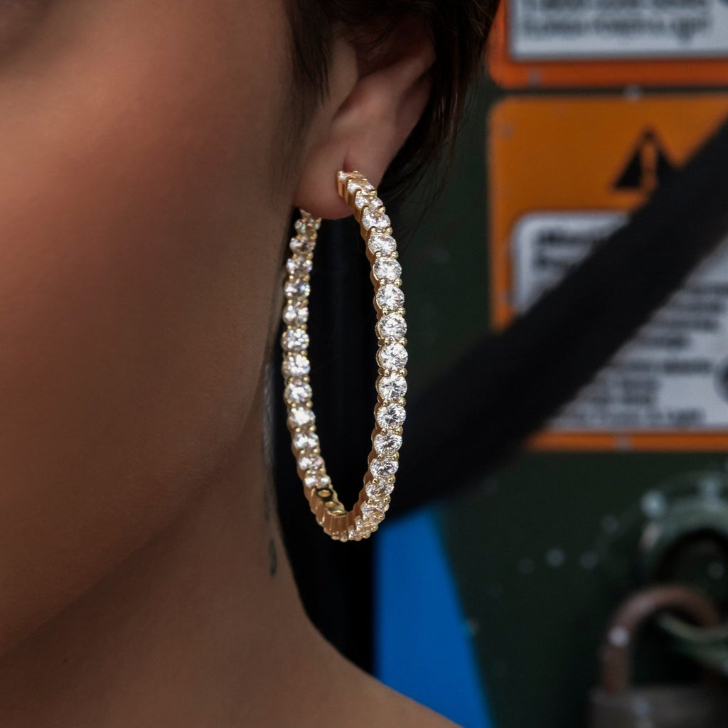 GLD Eternity Hoop Earrings in Yellow Gold- 4mm