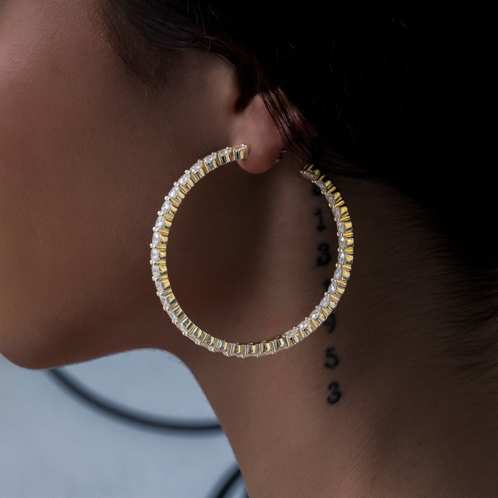 GLD Eternity Hoop Earrings in Yellow Gold- 4mm