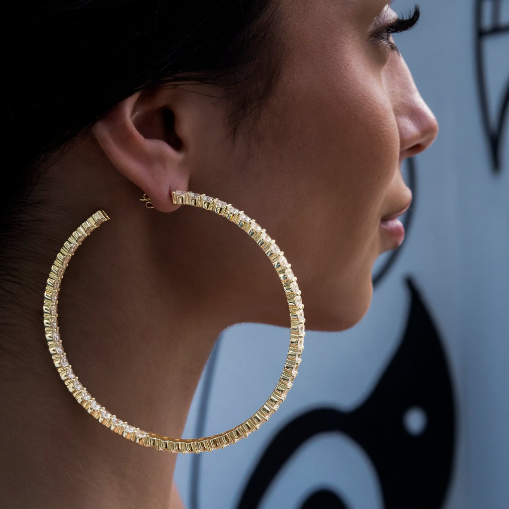 GLD Eternity Hoop Earrings in Yellow Gold- 4mm