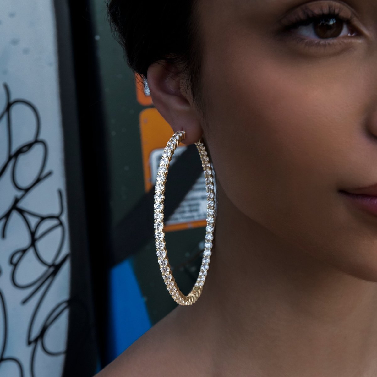 GLD Eternity Hoop Earrings in Yellow Gold- 4mm