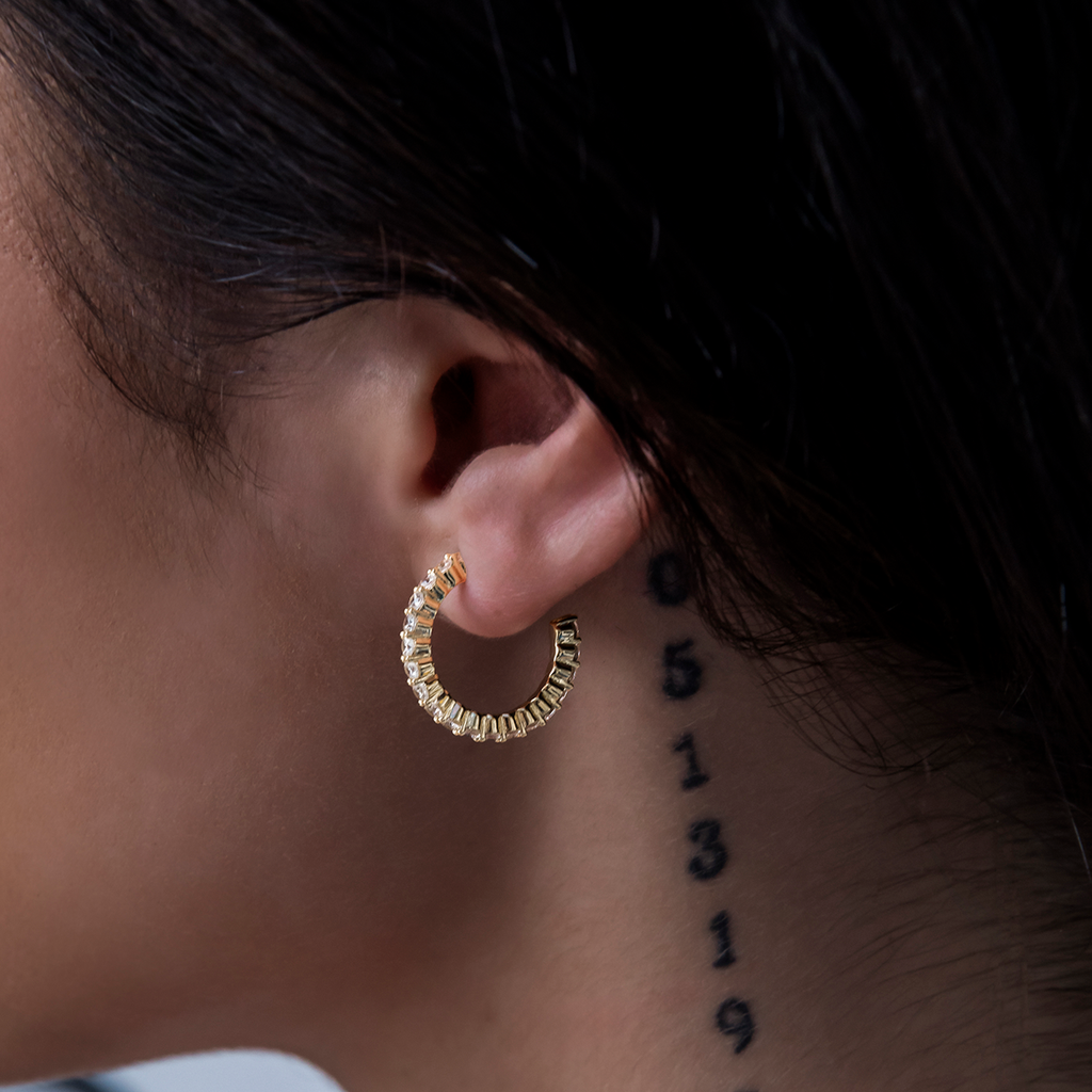GLD Eternity Hoop Earrings in Yellow Gold-2MM