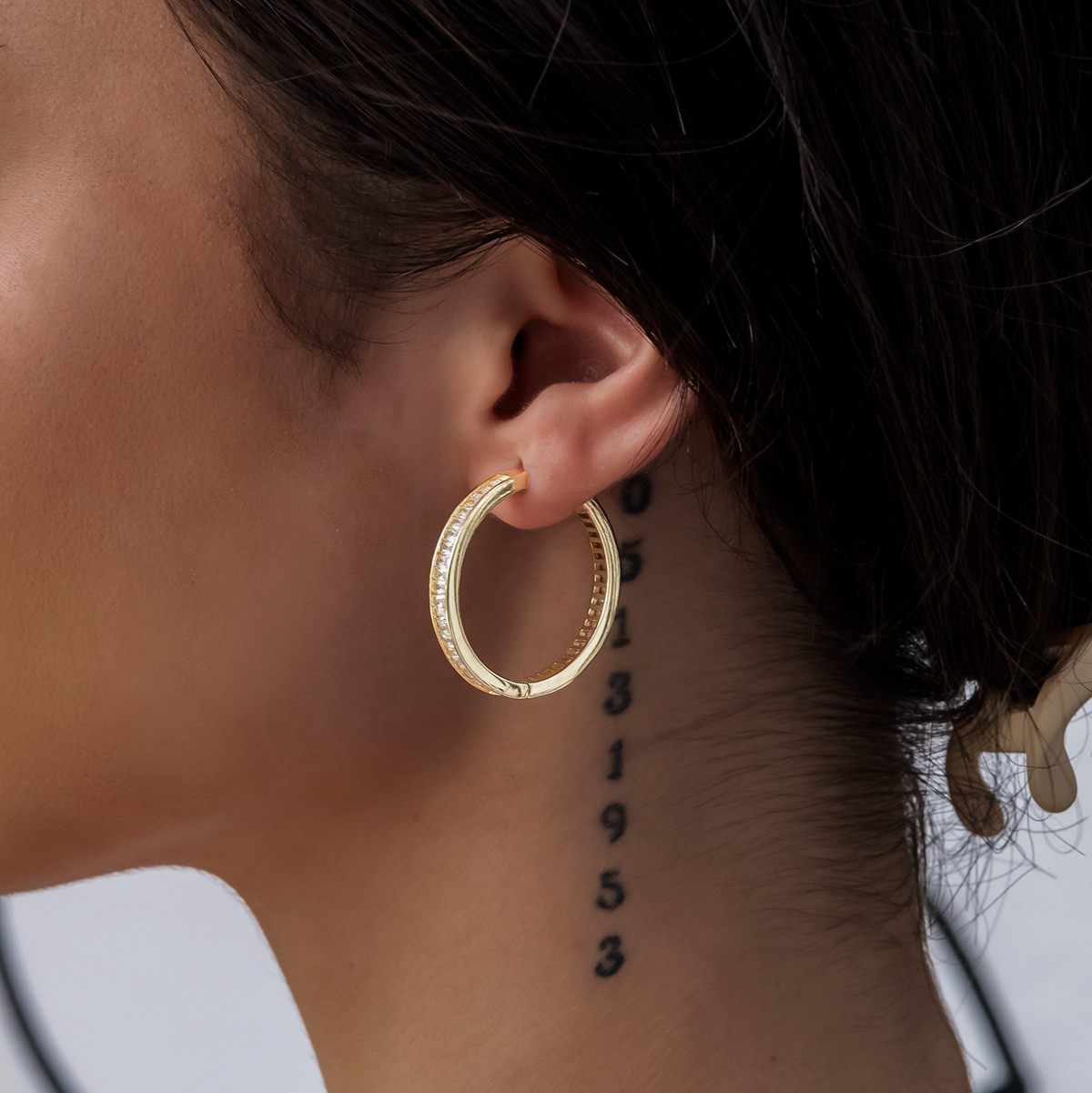GLD Baguette Hoop Earrings in Yellow Gold