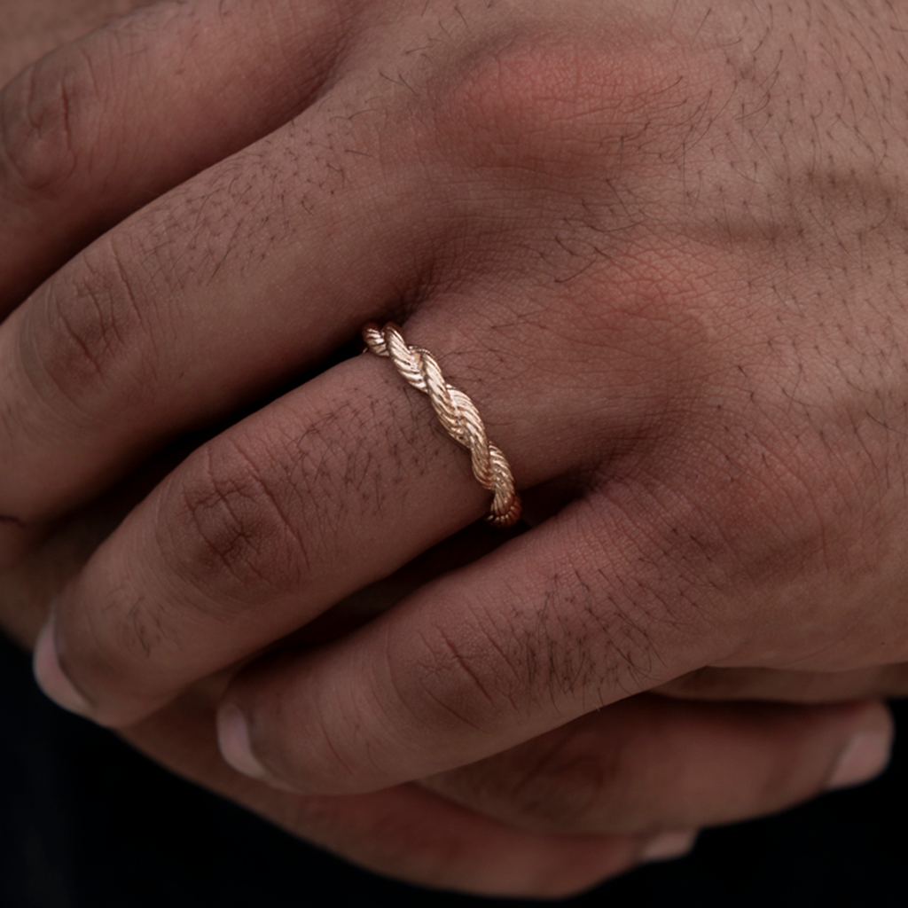 4MM Rope Ring in Rose Gold