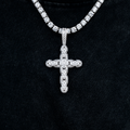 Diamond Pave Snake Link Cross Pendant in White Gold