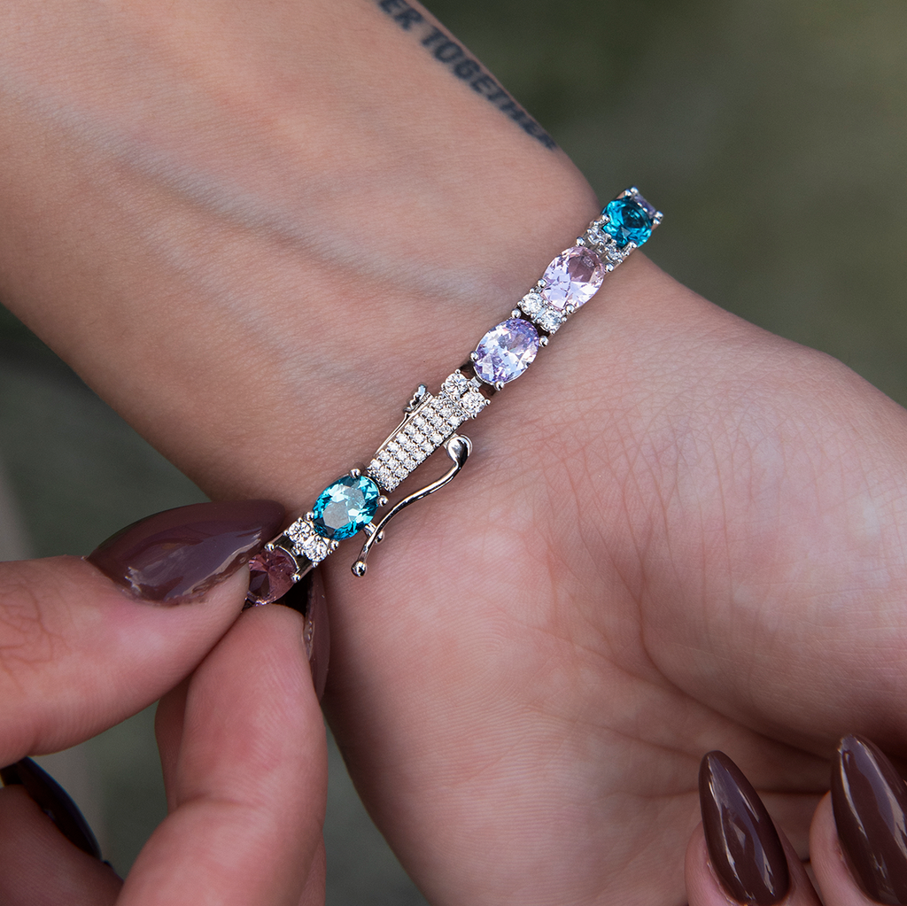 Multicolor Mixed Oval Cut Tennis Royal Stones Bracelet- 5mm