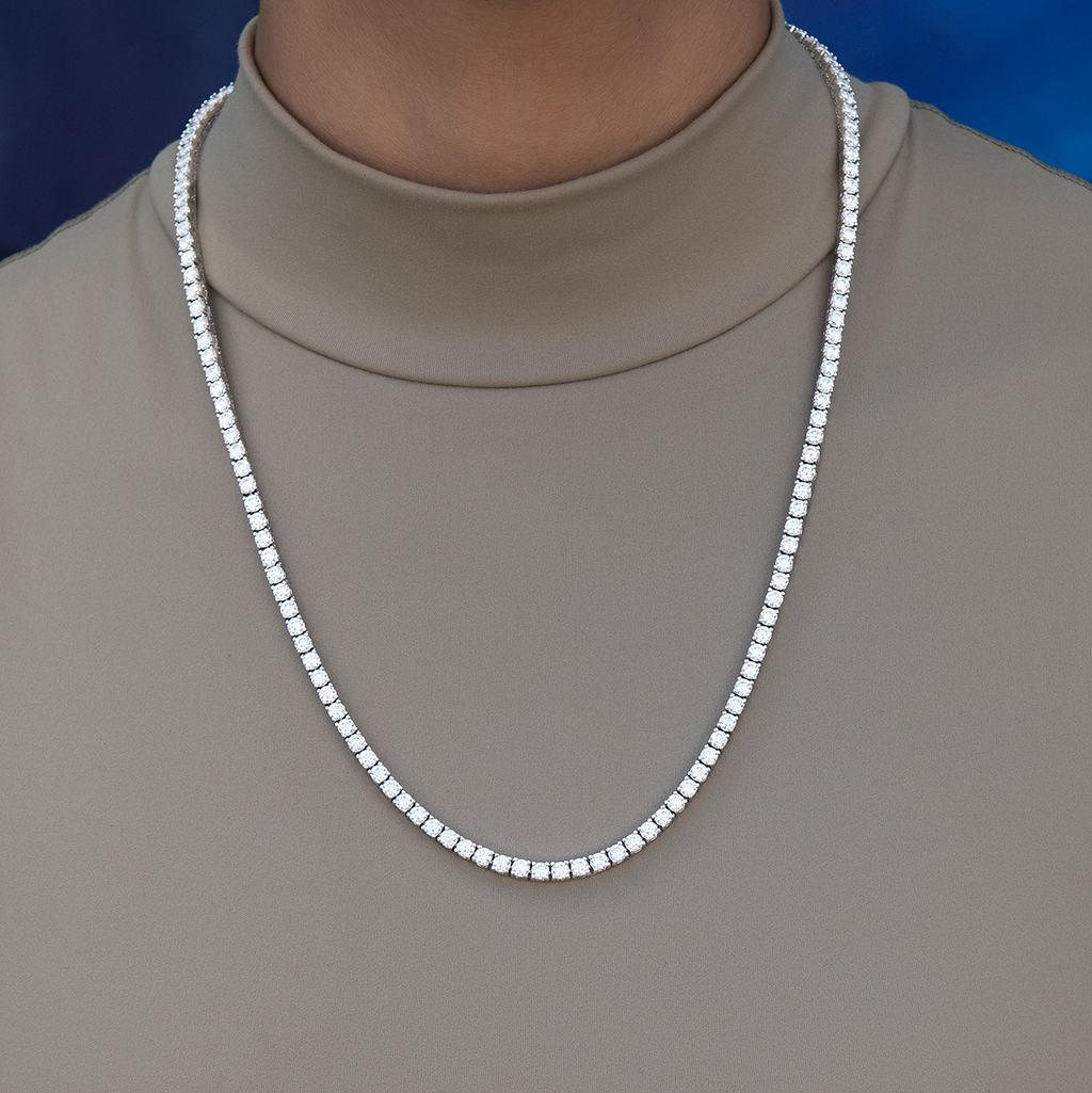Moissanite Diamond Tennis Necklace in Sterling Silver- 3mm