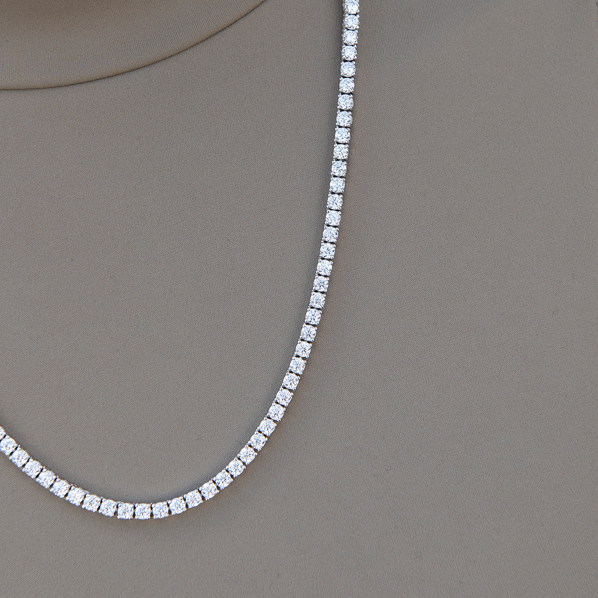 Moissanite Diamond Tennis Necklace in Sterling Silver- 3mm