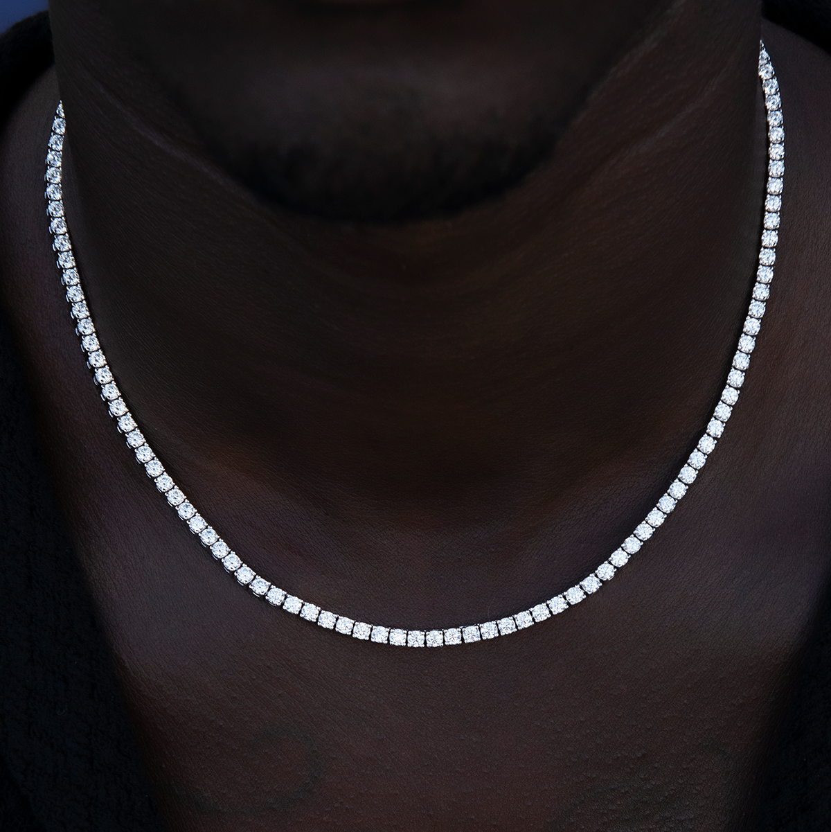 Moissanite Tennis Chain in White Gold Vermeil- 3mm