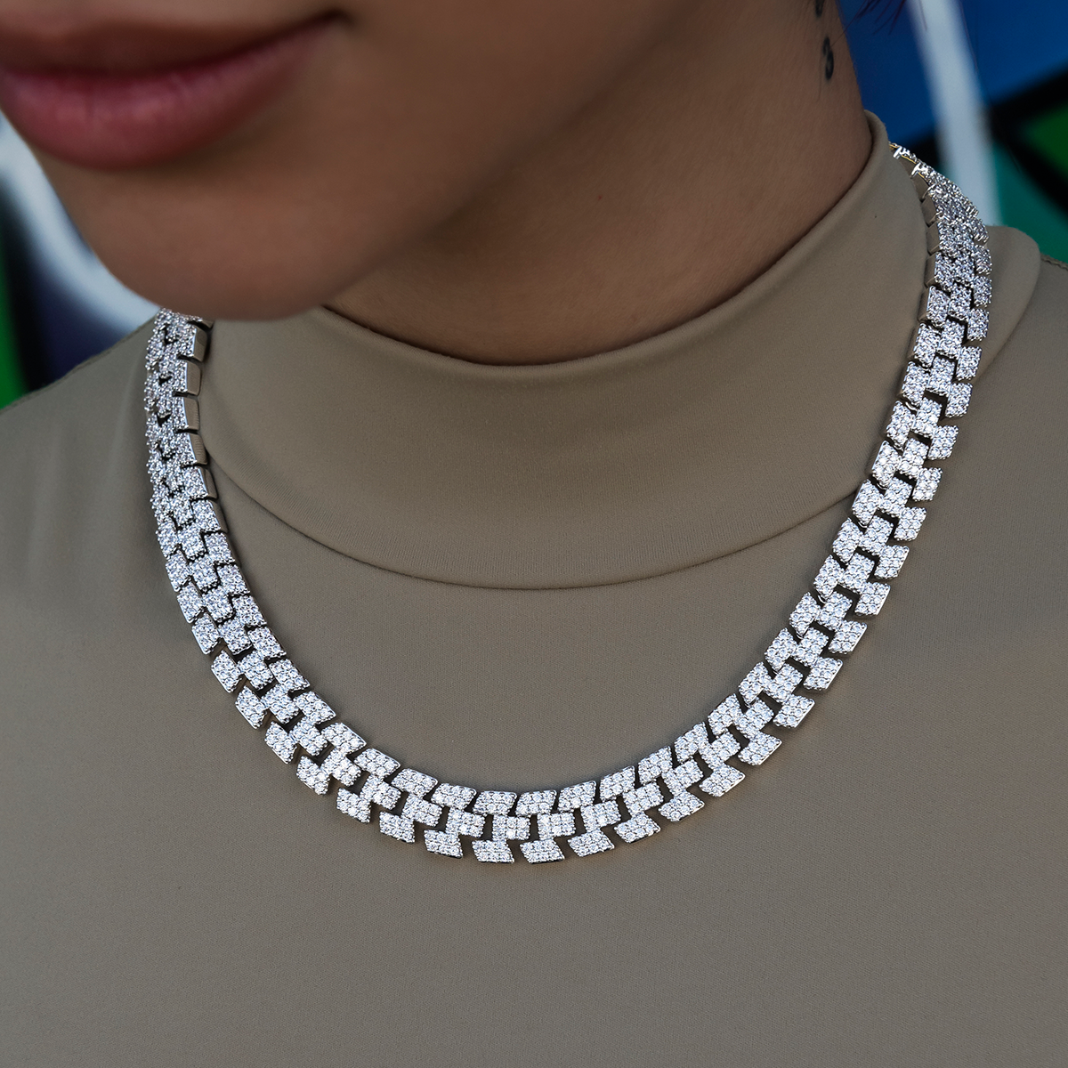Diamond Spine Necklace + Bracelet Bundle in White Gold