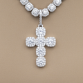 Cushion Cut Stone Cross Pendant in White Gold