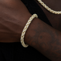 Diamond Pave Snake Link Bracelet in Yellow Gold-6mm