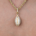 Football Clip On Charm Pendant in Yellow Gold