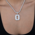 Pave Number Pendants in White Gold