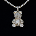 Iced Teddy Bear Pendant in Yellow Gold