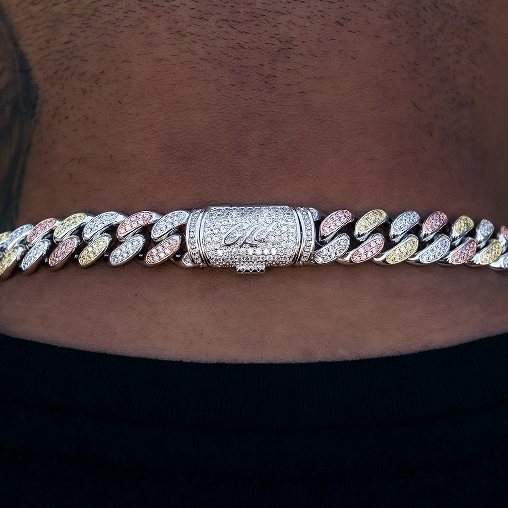 GLD Diamond Cuban Link Chain in Yellow/Rose/White Gold- 12mm