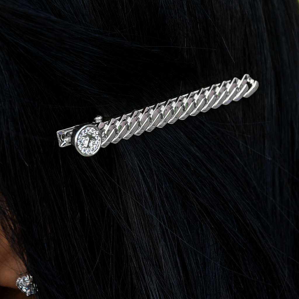 Miami Cuban Barrette in White Gold- 8mm