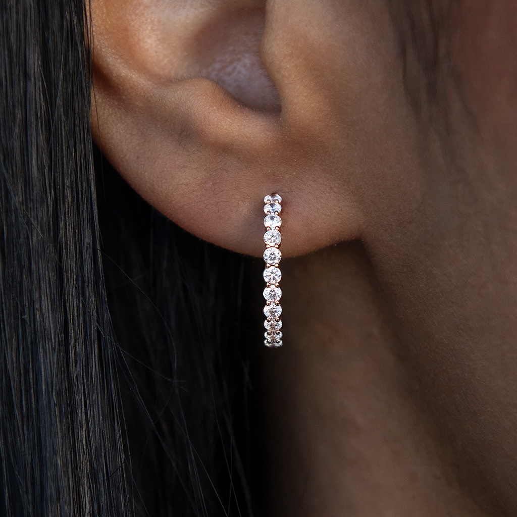 GLD Eternity Hoop Earrings in Rose Gold-2MM