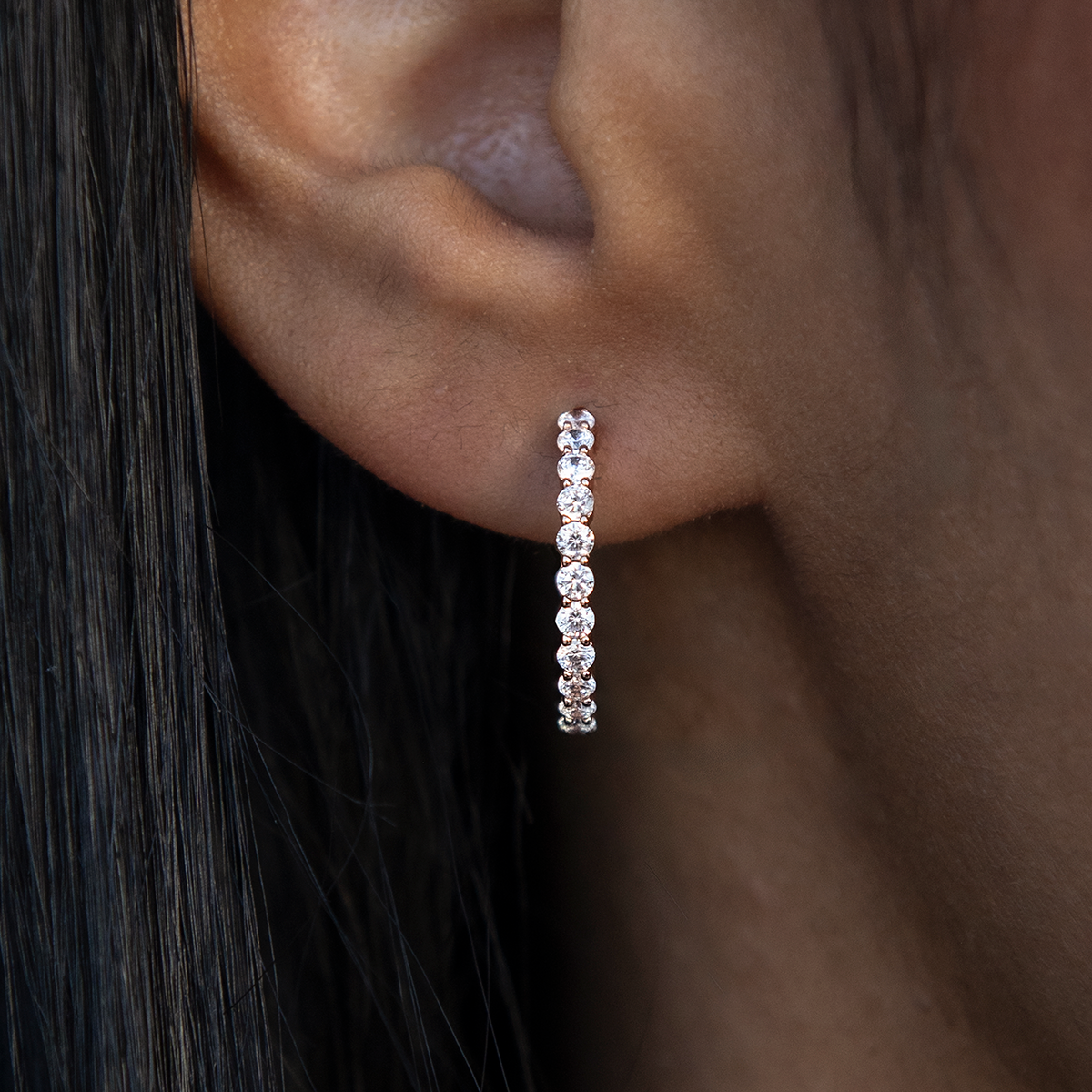 GLD Eternity Hoop Earrings in Rose Gold-2MM