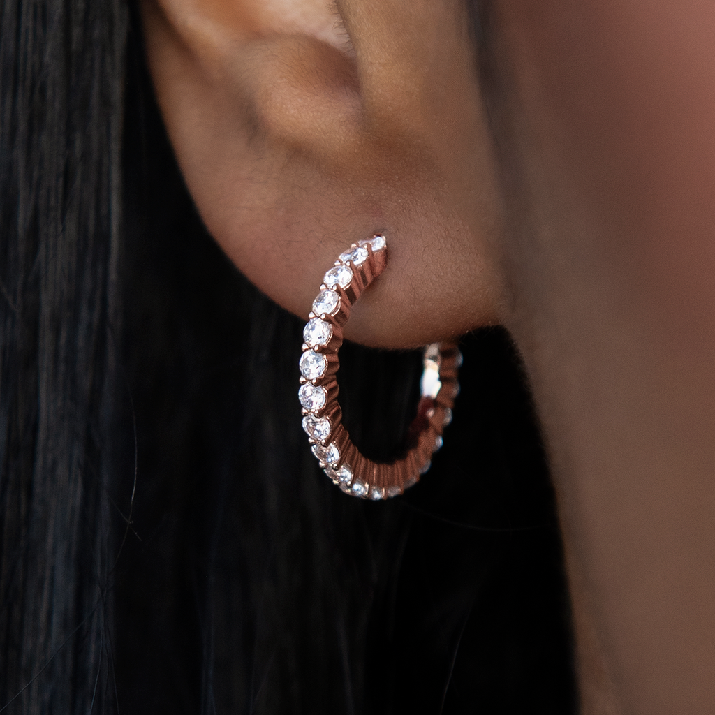 GLD Eternity Hoop Earrings in Rose Gold-2MM