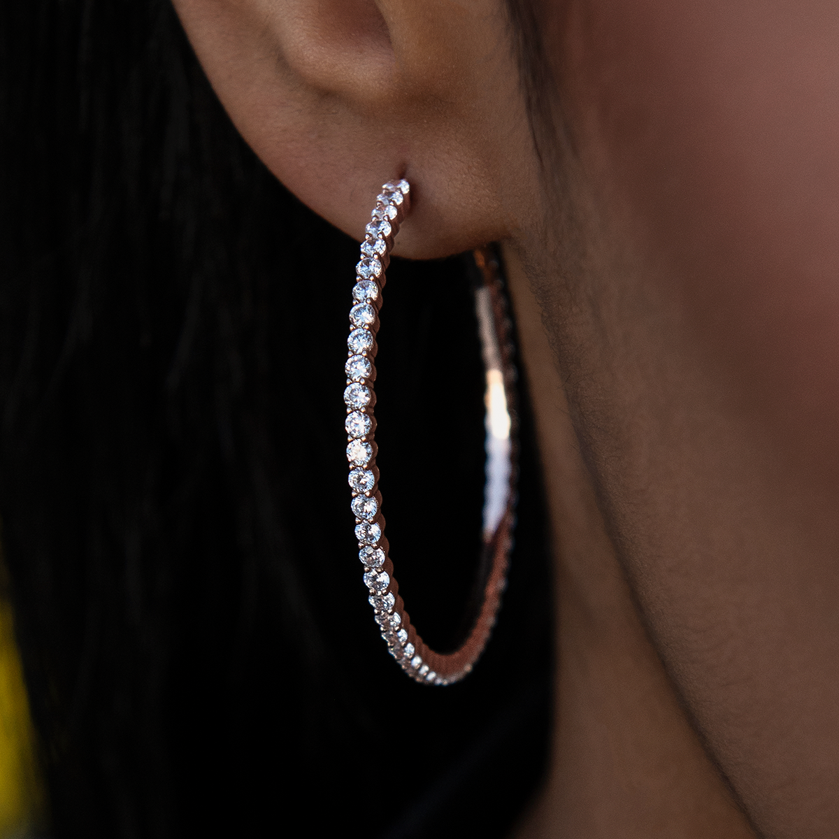 GLD Eternity Hoop Earrings in Rose Gold-2MM