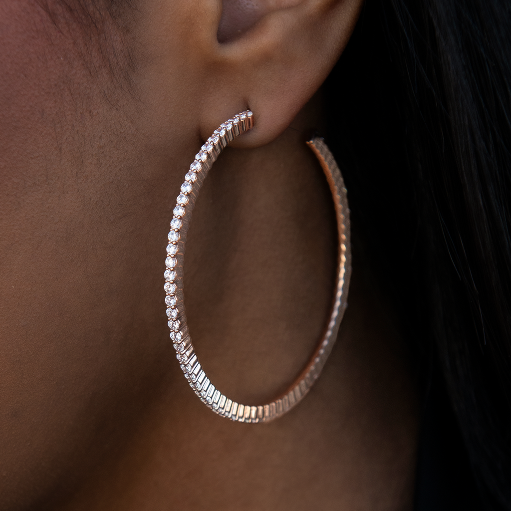 GLD Eternity Hoop Earrings in Rose Gold-2MM