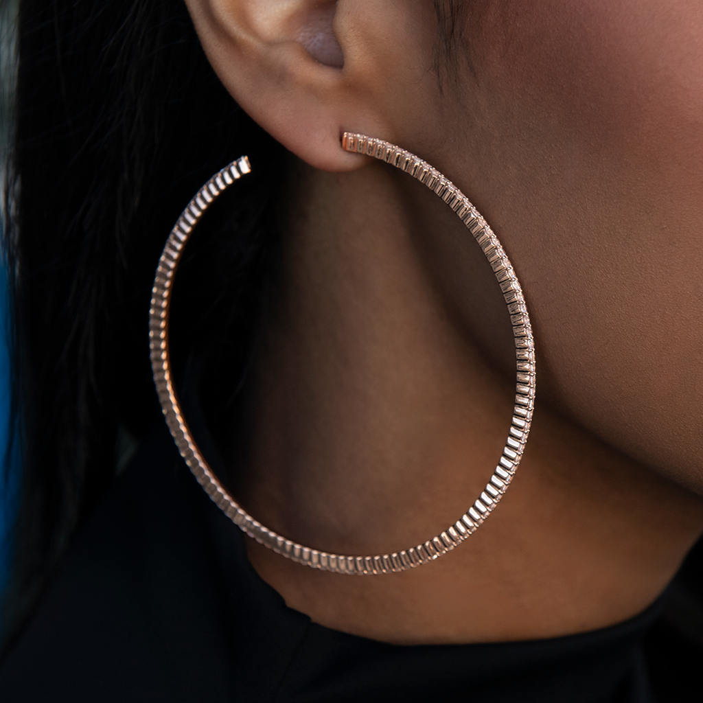 GLD Eternity Hoop Earrings in Rose Gold-2MM