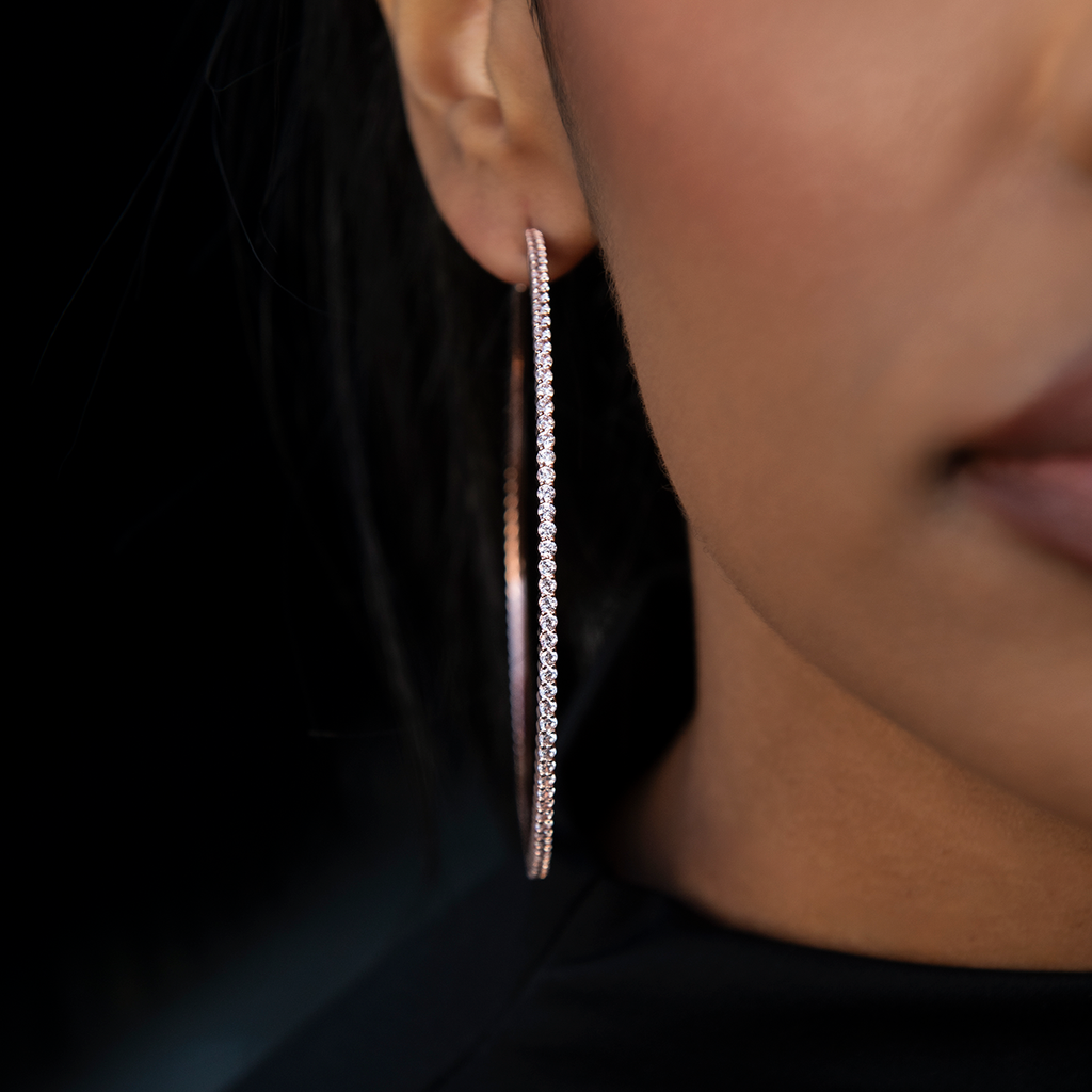 GLD Eternity Hoop Earrings in Rose Gold-2MM