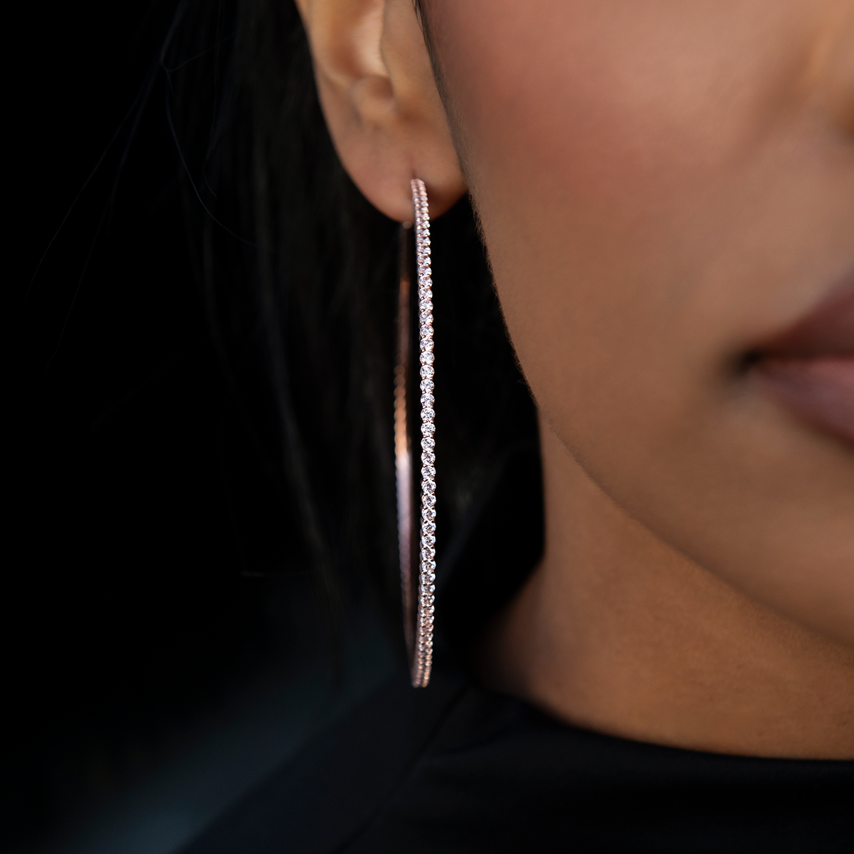 GLD Eternity Hoop Earrings in Rose Gold-2MM