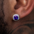 Purple Cushion Cut Earrings in White Gold