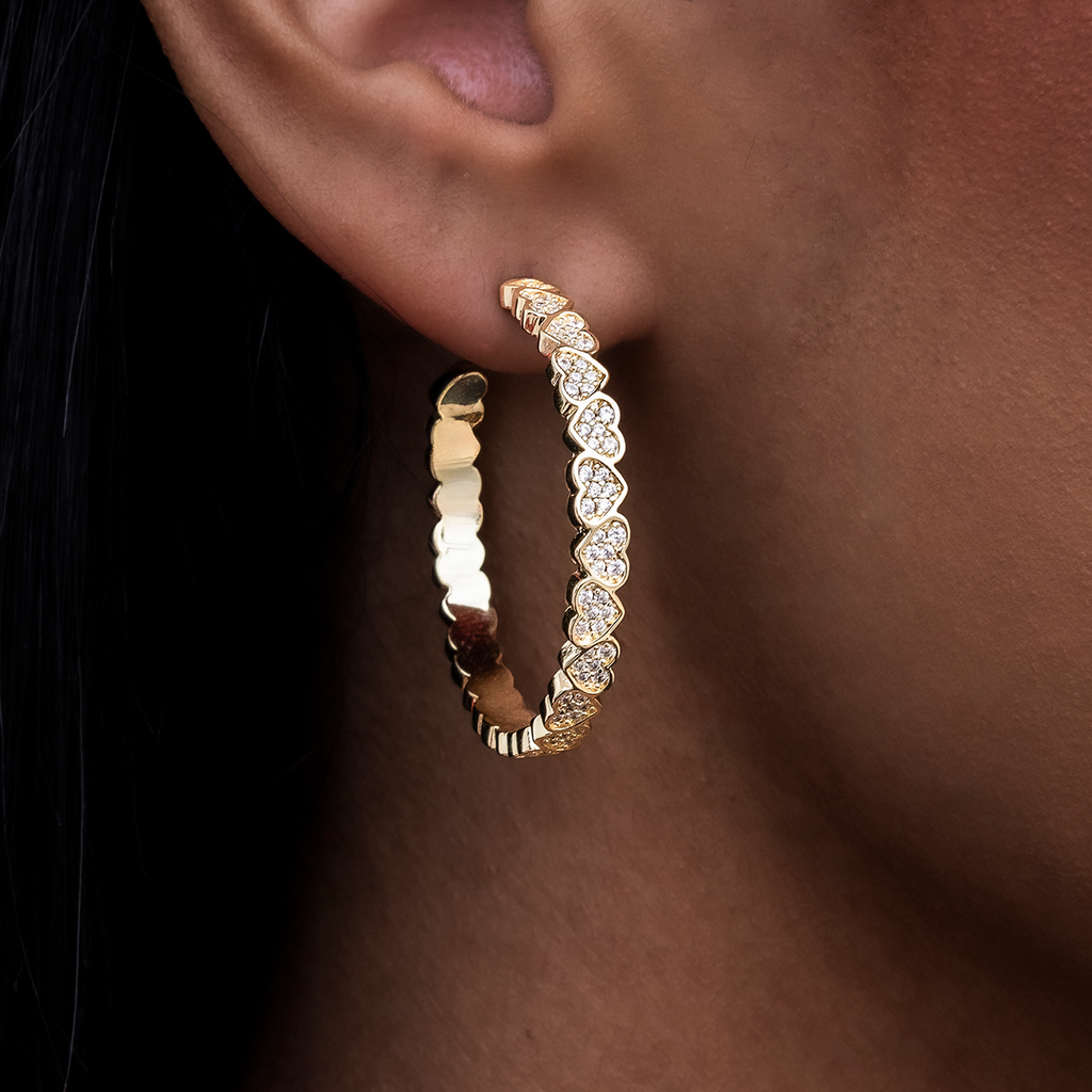 GLD Eternity Heart Hoop Earrings - Yellow Gold