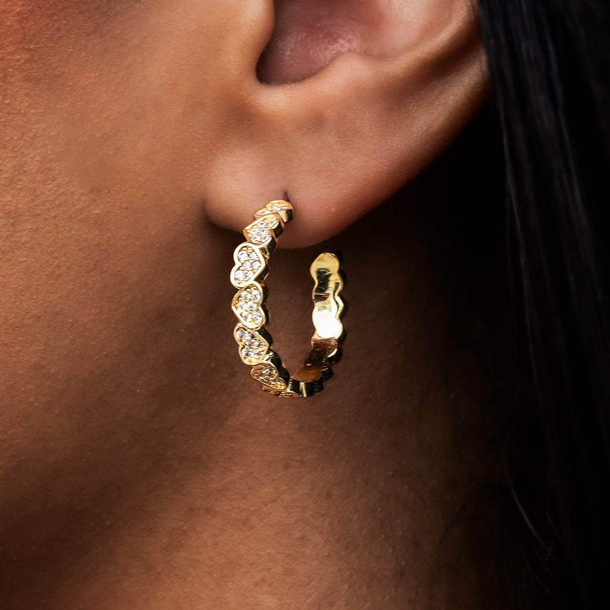 GLD Eternity Heart Hoop Earrings - Yellow Gold