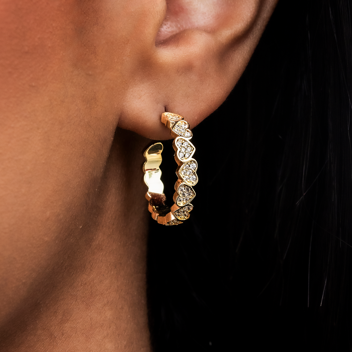GLD Eternity Heart Hoop Earrings - Yellow Gold