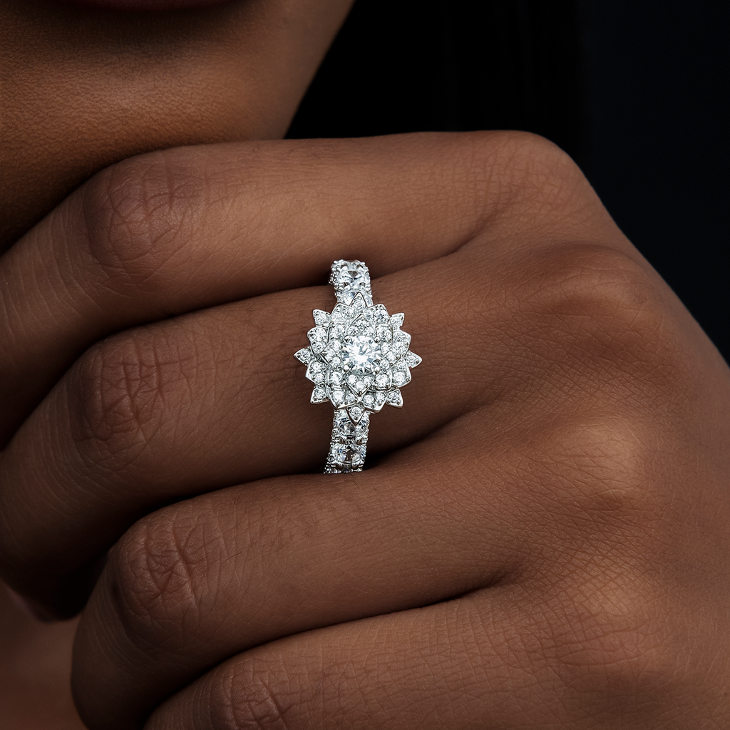 Iced Rose Ring Gift Bundle in White Gold